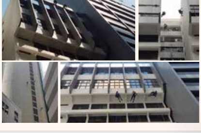 External façade inspections works project photo by Ezzogenics Work at Height Singapore