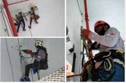 Horizontal rope access techniques at Tampines project photo by Ezzogenics Work at Height Singapore