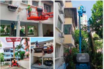 Painting using the Boom lift at Grey Lane project photo by Ezzogenics Work at Height Singapore