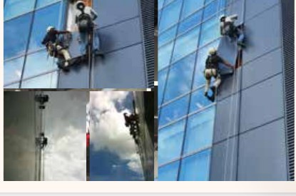 Rope access cladding and glass replacement project photo by Ezzogenics Work at Height Singapore