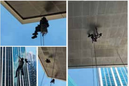 Underside building bridge rope access works project photo by Ezzogenics Work at Height Singapore