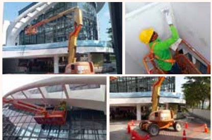 Waterproofing work by Boom lift at Parc Olympia project photo by Ezzogenics Work at Height Singapore